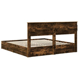Storage Bed with Drawer Smoked Oak 180 x 200 cm Engineered Wood 3409896