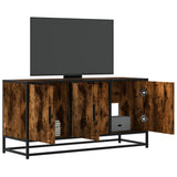 TV Cabinet Smoked Oak 100x35x50 cm Engineered Wood and Metal 848831