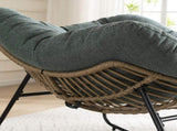 Oversize Rocking Chair Egg-Shaped Wicker Rattan Patio Lounge with Thick Cushion, Perfect for W5807P528179