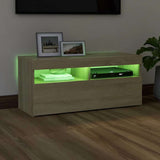 804385 TV Cabinet with LED Lights Sonoma Oak 90x35x40 cm