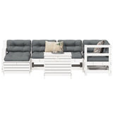 7 Piece Garden Sofa Set White Solid Wood Pine 3250969