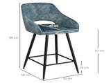 Bar Stools Set of 2, Velvet-Touch Fabric Counter Height Bar Chairs, Kitchen Stools with Steel Legs T3398P344123