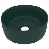 Luxury Wash Basin Round Matt Dark Green 40x15 cm Ceramic 147014
