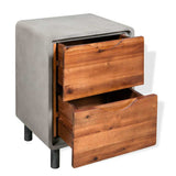 244994 Nightstand Concrete Solid Acacia Wood 40x30x50 cm