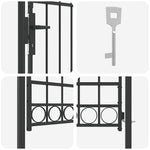 Fence Gate Grey 100 x 175 cm Powder-coated steel 42008928