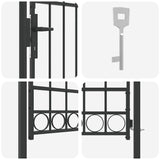 Fence Gate Grey 100 x 175 cm Powder-coated steel 42008928