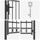 Fence Gate ASSEN 100 x 175 cm Powder-Coated Steel Grey Lockable 42008928
