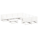 9 Piece Garden Sofa Set White Solid Wood Pine 3299366