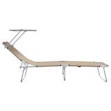 Sun Lounger Folding 2 pcs Taupe 58 x 188 x 77cm Polyester 42003063