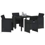 Garden Dining Set with Cushion Folding 5 pcs Black Poly rattan 3379944
