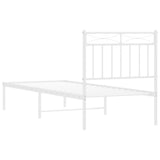 Metal Bed Frame without Mattress with Headboard White 75x190cm 373730