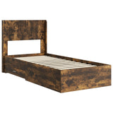 Bed Frame with Storage and Headboard Smoked Oak 75 x 190 cm 3414527