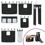 Kids' Loft Bed with Tower White&Black 80x200 cm Solid Wood Pine 3309125