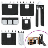 Kids' Loft Bed with Tower White&Black 80x200 cm Solid Wood Pine 3309125