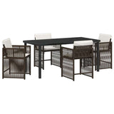Garden Dining Set 5 pcs Brown Poly Rattan 3380783