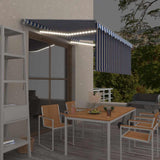 Manual Retractable Awning with Blind&LED 3.5x2.5m Blue&White 3069401