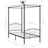 Canopy Bed Frame without Mattress Black Metal 90x200 cm 284474