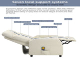 PU With 6-Point Massage Heating Function Recliner Cream White 67428533