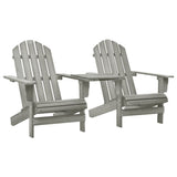 310068 Garden Adirondack Chairs with Tea Table Solid Fir Wood Grey