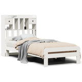 ZNTS Bookcase Bed without Mattress White 100x200 cm Solid Wood Pine 3308889
