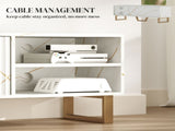 Marble Effect TV Unit, TV Stand Cabinet for up to 70" TVs, Modern TV Cabinet with Shelves and T3398P344666
