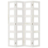 Room Divider 4 Panels White Solid Wood Paulownia 358691