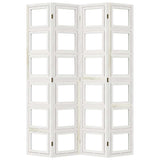 Room Divider 4 Panels White Solid Wood Paulownia 358691