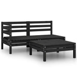 3 Piece Garden Lounge Set Solid Pinewood Black 806601