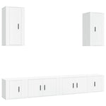 6 Piece TV Cabinet Set White Engineered Wood 3188686