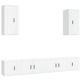 6 Piece TV Cabinet Set White Engineered Wood 3188686
