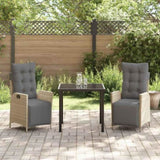 Garden Dining Set with Cushion 3 pcs Beige Poly Rattan 3380561