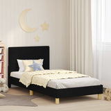 Children's Bed Frame with Headboard Black 90 x 190 cm Fabric 42010996