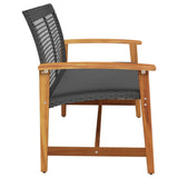 Garden Bench Black 112 cm Poly Rattan and Acacia Wood 367598