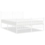 ZNTS Metal Bed Frame without Mattress with Footboard White 140x190cm 373758