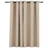321211 Linen-Look Blackout Curtain with Grommets Beige 290x245cm