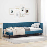 Corner Bed Frame with Headboard Blue 80 x 200 cm Velvet 42016327