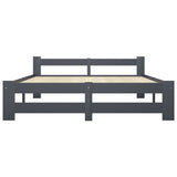 Bed Frame Dark Grey Solid Pine Wood, Plywood Double Durable 322023