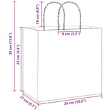 Paper Bags 250 pcs with Handles Brown 26x17x25 cm 4101591