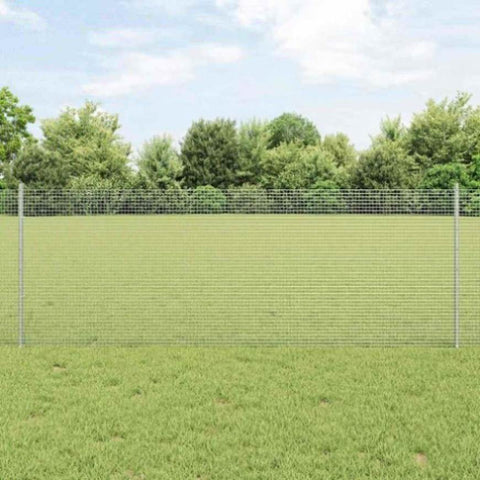 Fence with Posts Silver 0.8 x 25 m Steel 3336357