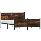 Metal Bed Frame without Mattress Smoked Oak 140x190 cm 3301351