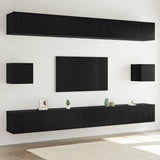 TV Cabinet Set Wall-mounted 8 pcs Black Oak Engineered Wood 3332586