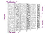 Room Divider 6 Panels White Solid Wood Paulownia 358748