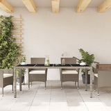 Garden Table with Glass Top Light Grey 190x90x75 cm Poly Rattan 368128