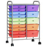 XXL 15-Drawer Mobile Storage Trolley Multicolour Plastic 320410
