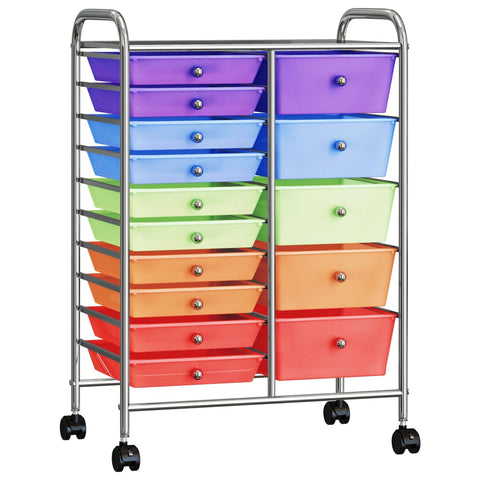 XXL 15-Drawer Mobile Storage Trolley Multicolour Plastic 320410