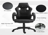 Office Chair Faux Leather Swivel Computer Desk Chair for Home Office with Wheels Armrests Black T3398P328248