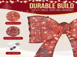 Pre-lit Outdoor Giant Bowknot Christmas Decoration, Lighted Metal Frame with 124 Warm White LED 65416692