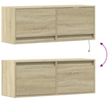 TV Wall Cabinet with LED Lights Sonoma Oak 100x31x35 cm 852364