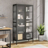 Highboard Black 85x40x180 cm Glass and Steel 353004