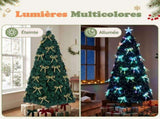 6FT Green Colorful Fiber Optic Christmas Tree with 230 Tips, LED Bead Bow Ornament, Star Topper, PVC 31194782
